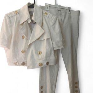 Cache White Jacket and Pants Ensemble